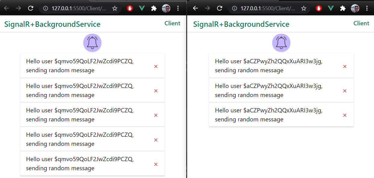 SignalR+BackgroundService